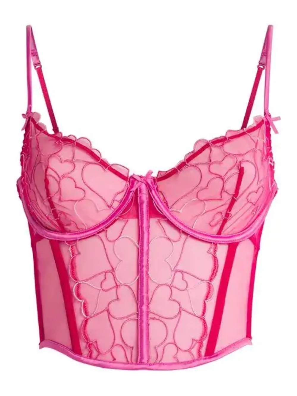 Skims Tulle Heart-Embroidered Corset Top size L